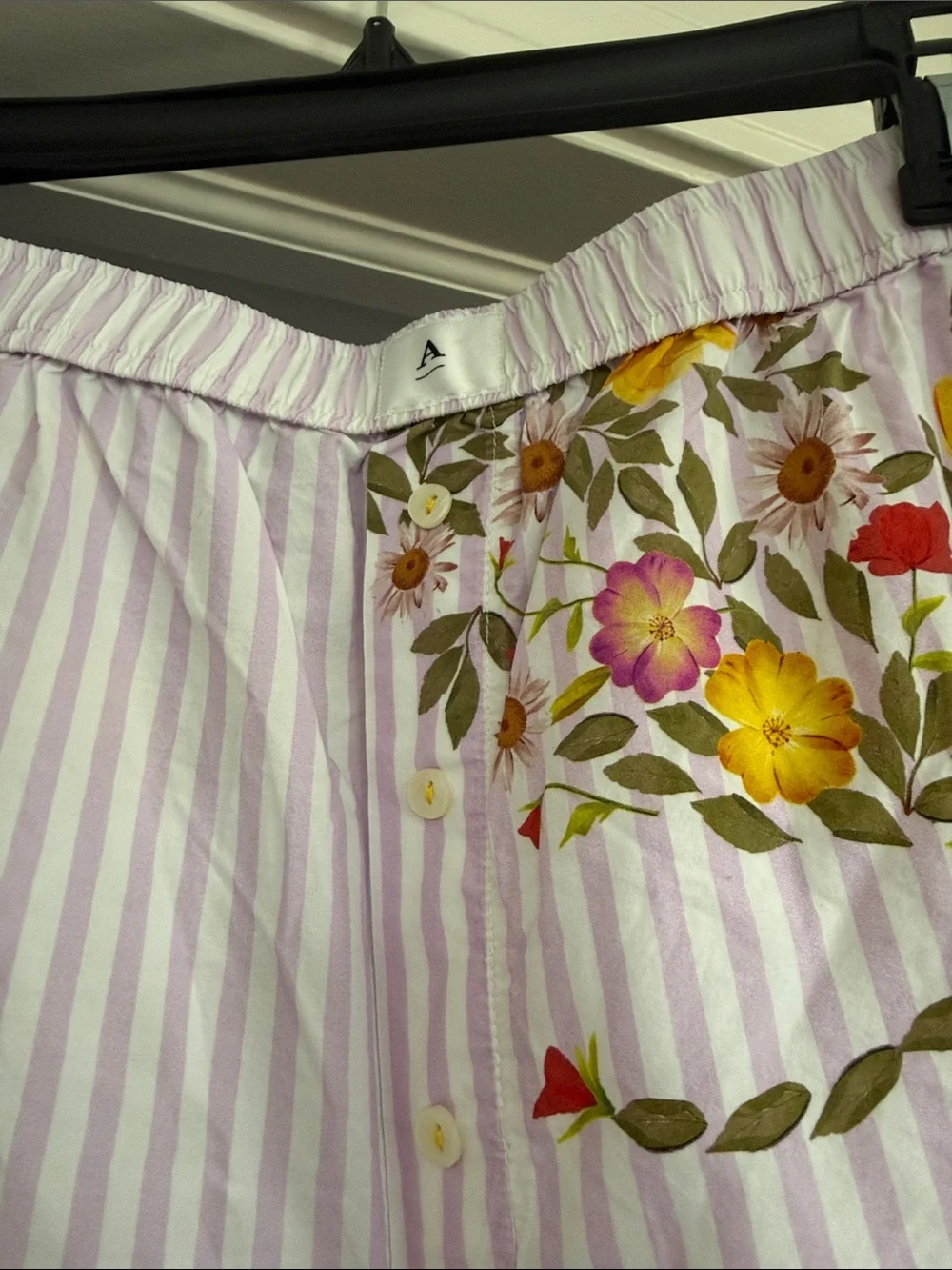 Anthropologie Floral Embroidered Pink Stripe Wide-Leg Pants. 100% cotton!